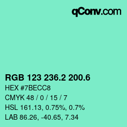 カラーコード: RGB 123 236.2 200.6 | qconv.com