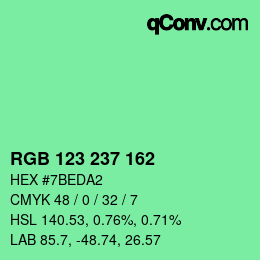 カラーコード: RGB 123 237 162 | qconv.com