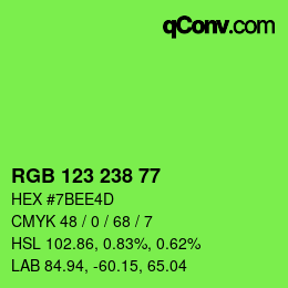 Color code: RGB 123 238 77 | qconv.com