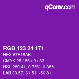 カラーコード: RGB 123 24 171 | qconv.com