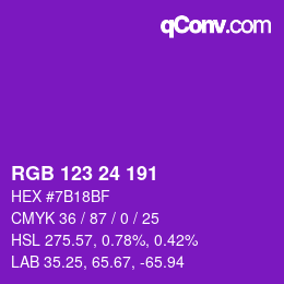 カラーコード: RGB 123 24 191 | qconv.com
