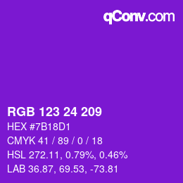 Color code: RGB 123 24 209 | qconv.com