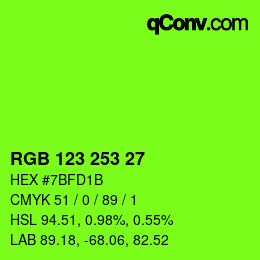 Color code: RGB 123 253 27 | qconv.com