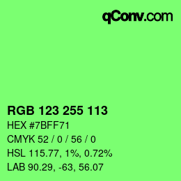 Color code: RGB 123 255 113 | qconv.com