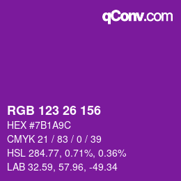 カラーコード: RGB 123 26 156 | qconv.com