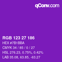 颜色代码: RGB 123 27 186 | qconv.com