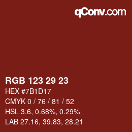 Color code: RGB 123 29 23 | qconv.com