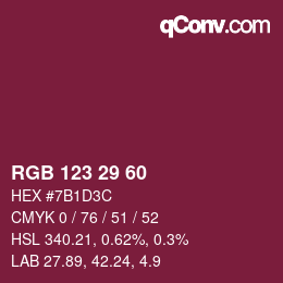 カラーコード: RGB 123 29 60 | qconv.com