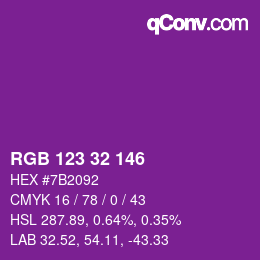 カラーコード: RGB 123 32 146 | qconv.com