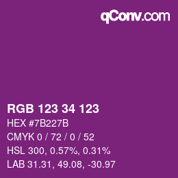 カラーコード: RGB 123 34 123 | qconv.com