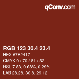 カラーコード: RGB 123 36.4 23.4 | qconv.com