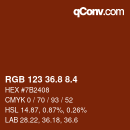 カラーコード: RGB 123 36.8 8.4 | qconv.com