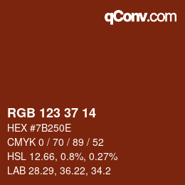Farbcode: RGB 123 37 14 | qconv.com