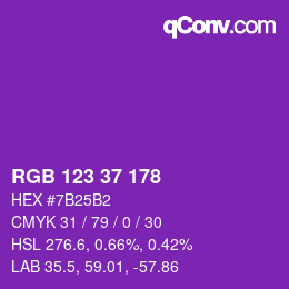 カラーコード: RGB 123 37 178 | qconv.com