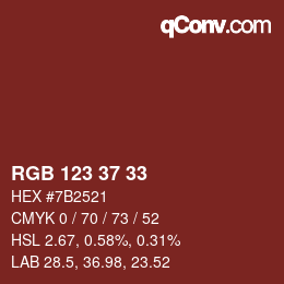 カラーコード: RGB 123 37 33 | qconv.com