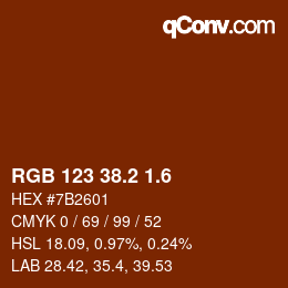 カラーコード: RGB 123 38.2 1.6 | qconv.com