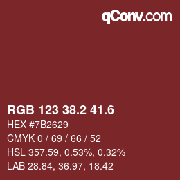 カラーコード: RGB 123 38.2 41.6 | qconv.com