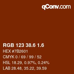 カラーコード: RGB 123 38.6 1.6 | qconv.com