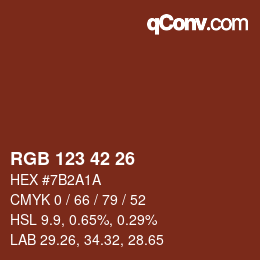 Color code: RGB 123 42 26 | qconv.com