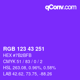 カラーコード: RGB 123 43 251 | qconv.com