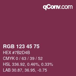 カラーコード: RGB 123 45 75 | qconv.com