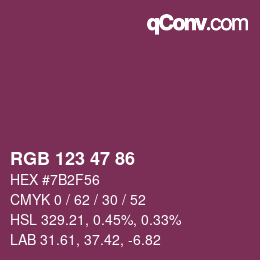 Color code: RGB 123 47 86 | qconv.com