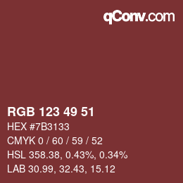カラーコード: RGB 123 49 51 | qconv.com
