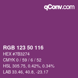 カラーコード: RGB 123 50 116 | qconv.com