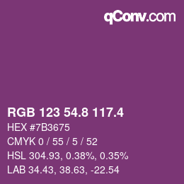 カラーコード: RGB 123 54.8 117.4 | qconv.com
