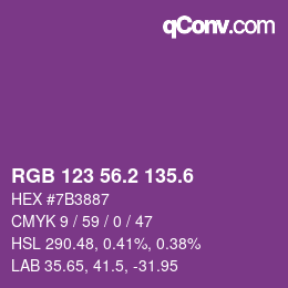 カラーコード: RGB 123 56.2 135.6 | qconv.com
