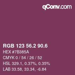 カラーコード: RGB 123 56.2 90.6 | qconv.com