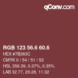 カラーコード: RGB 123 56.6 60.6 | qconv.com