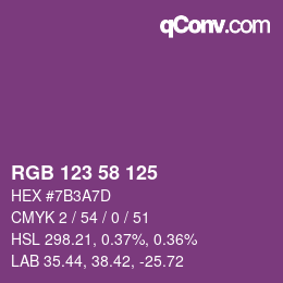 カラーコード: RGB 123 58 125 | qconv.com