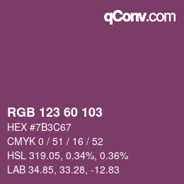 カラーコード: RGB 123 60 103 | qconv.com