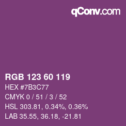 カラーコード: RGB 123 60 119 | qconv.com