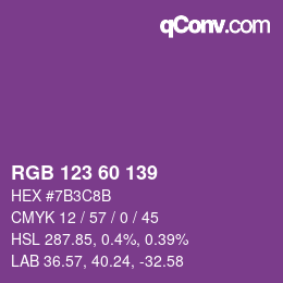 カラーコード: RGB 123 60 139 | qconv.com