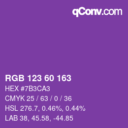 カラーコード: RGB 123 60 163 | qconv.com