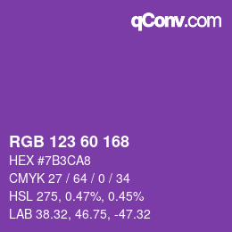 カラーコード: RGB 123 60 168 | qconv.com