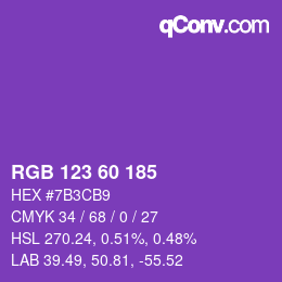 颜色代码: RGB 123 60 185 | qconv.com