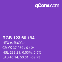 カラーコード: RGB 123 60 194 | qconv.com