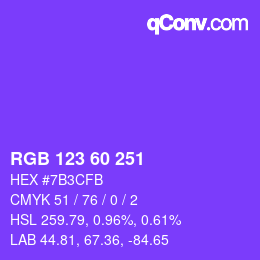 颜色代码: RGB 123 60 251 | qconv.com