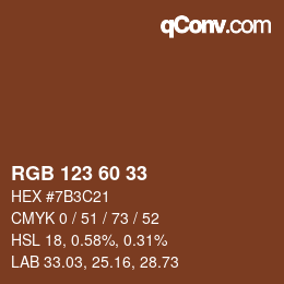 Color code: RGB 123 60 33 | qconv.com