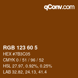 颜色代码: RGB 123 60 5 | qconv.com