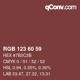 カラーコード: RGB 123 60 59 | qconv.com