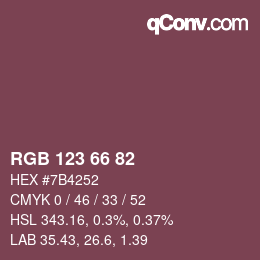 Farbcode: RGB 123 66 82 | qconv.com