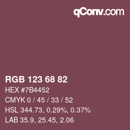 Farbcode: RGB 123 68 82 | qconv.com
