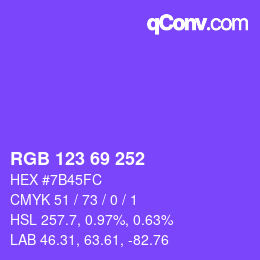 Color code: RGB 123 69 252 | qconv.com