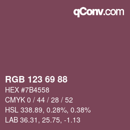 カラーコード: RGB 123 69 88 | qconv.com