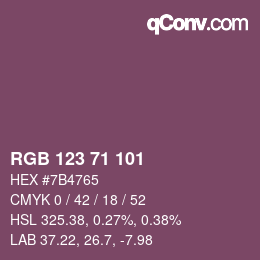 颜色代码: RGB 123 71 101 | qconv.com