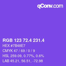 カラーコード: RGB 123 72.4 231.4 | qconv.com